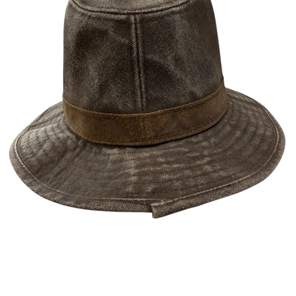 Dorfman Pacific Company Size Large Distressed Cotton Weathered Brown Fedora - Picture 8 of 10
